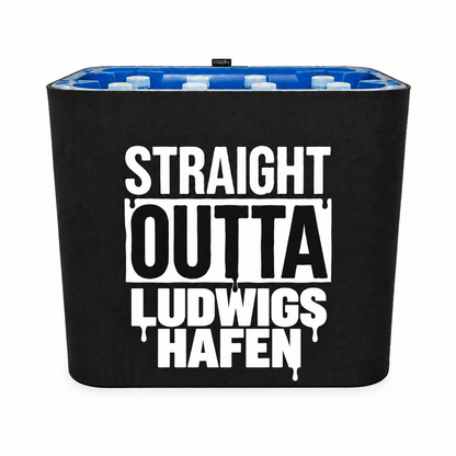 KistenBlende STRAIGHT OUTTA Ludwigshafen am Rhein auf Wasserkiste PET