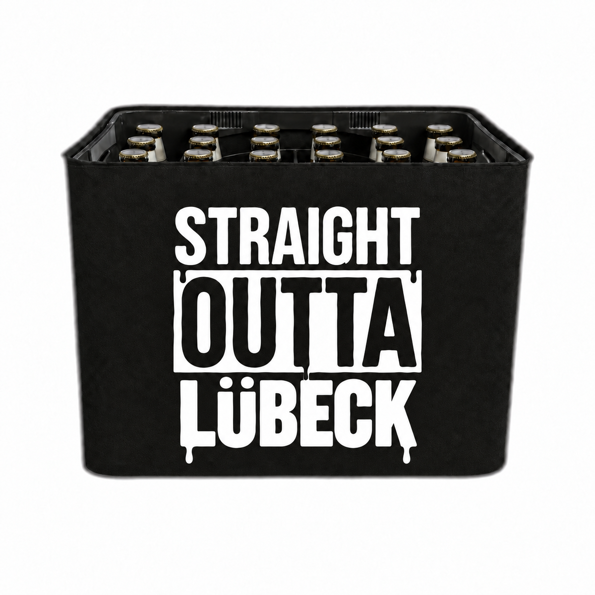 KistenBlende STRAIGHT OUTTA Lübeck auf Bierkasten