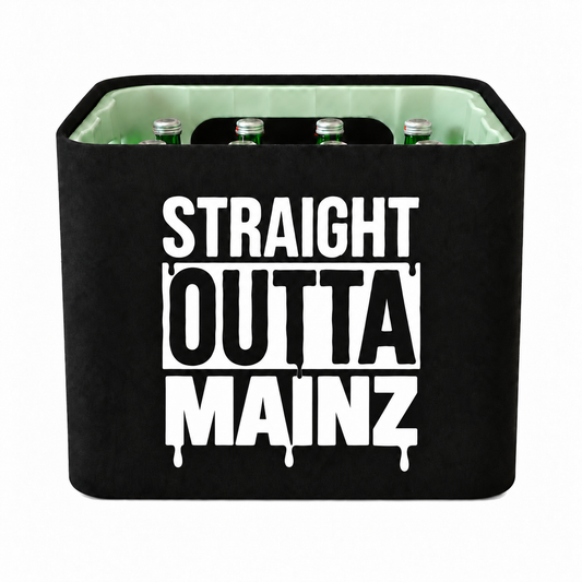 KistenBlende STRAIGHT OUTTA Mainz auf Wasserkiste Glas
