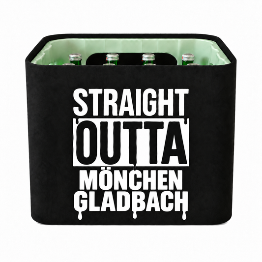KistenBlende STRAIGHT OUTTA Mönchengladbach auf Wasserkiste Glas