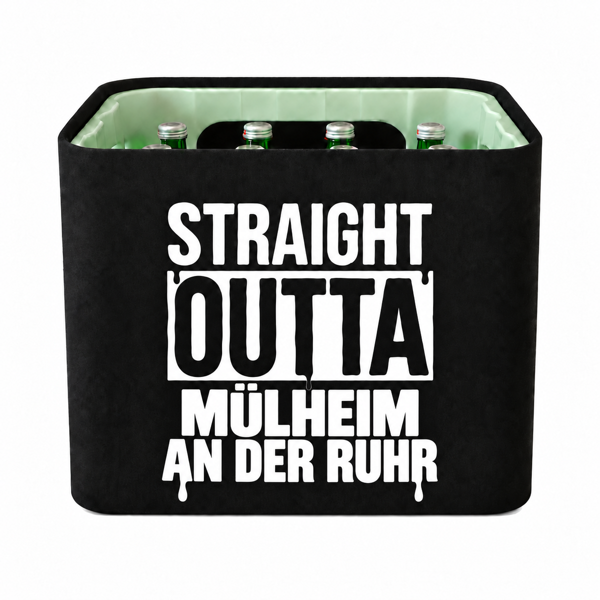 KistenBlende STRAIGHT OUTTA Mülheim an der Ruhr auf Wasserkiste Glas