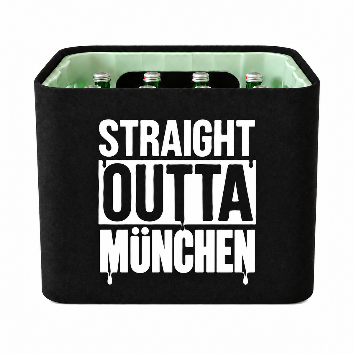 KistenBlende STRAIGHT OUTTA München auf Wasserkiste Glas