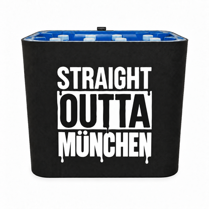 KistenBlende STRAIGHT OUTTA München auf Wasserkiste PET