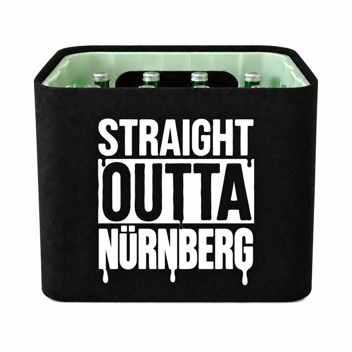 KistenBlende STRAIGHT OUTTA Nürnberg auf Wasserkiste Glas