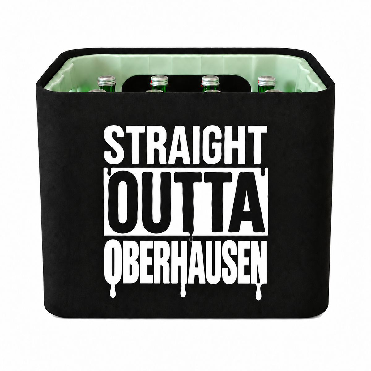 KistenBlende STRAIGHT OUTTA Oberhausen auf Wasserkiste Glas
