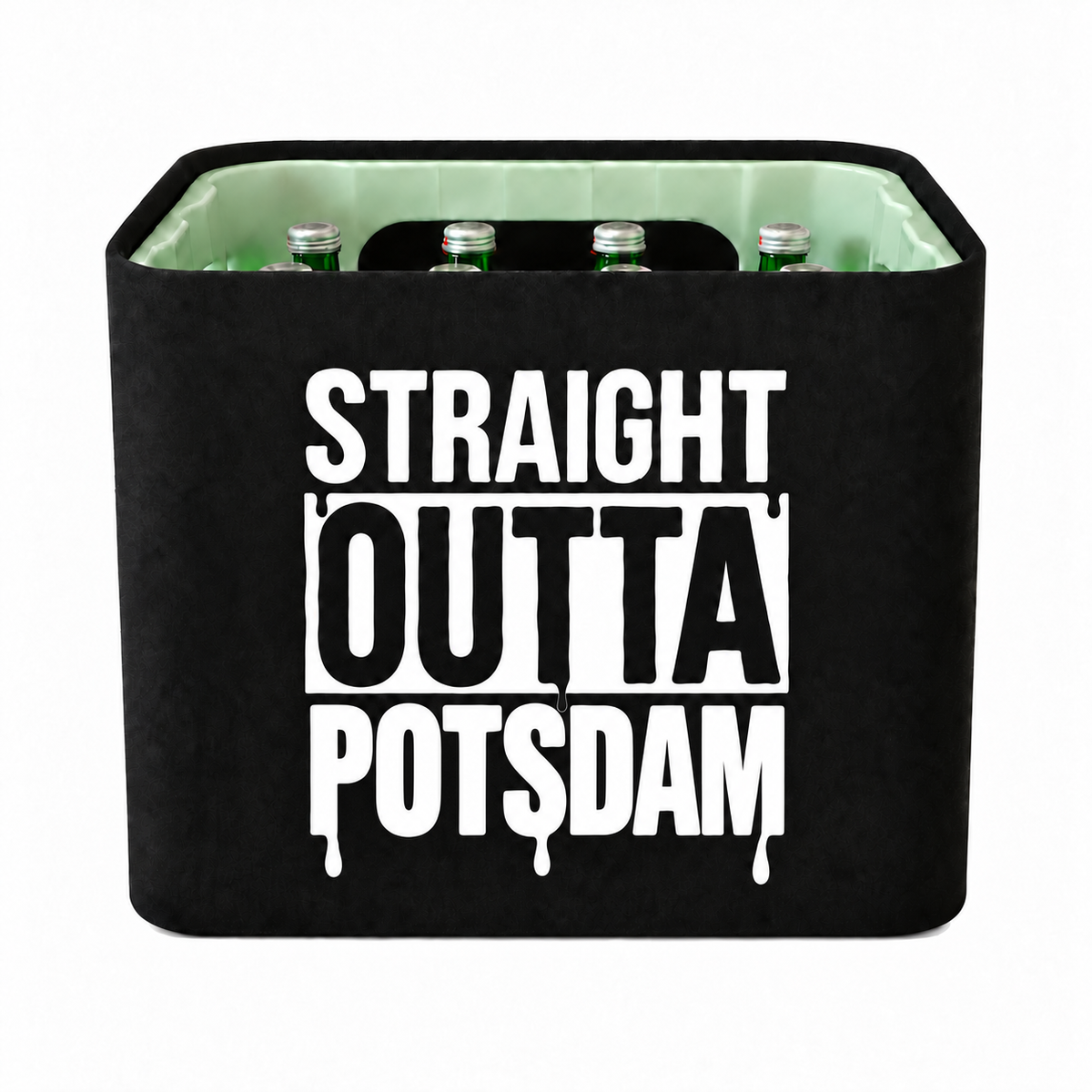 KistenBlende STRAIGHT OUTTA Potsdam auf Wasserkiste Glas
