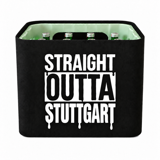 KistenBlende STRAIGHT OUTTA Stuttgart auf Wasserkiste Glas