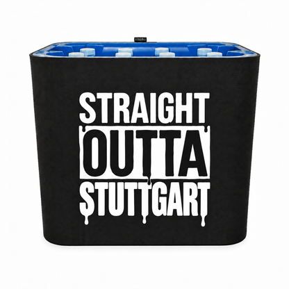 KistenBlende STRAIGHT OUTTA Stuttgart auf Wasserkiste PET