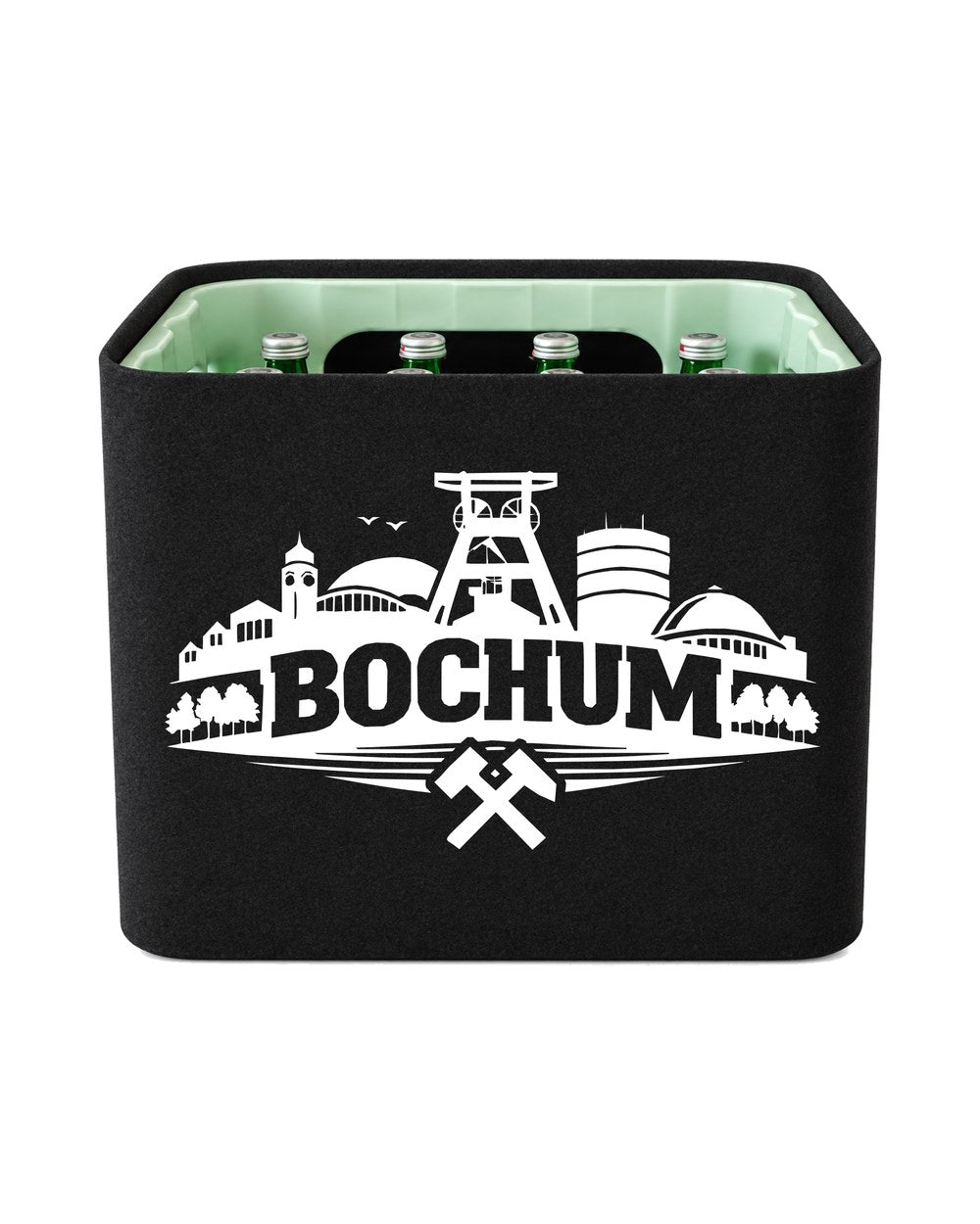 Bochum-Blende mit Silhouette auf schwarzem Filz